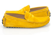 Yellow Suede Penny Loafer - Quarter, Heel