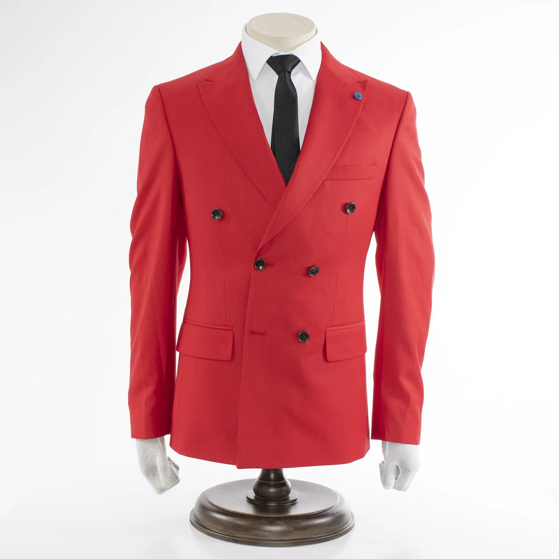 Red 2-Piece Double-Breasted Tailored-Fit Suit