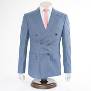Men's Blue 2-Piece Double-Breasted 6-Button Suit With Pinstripes