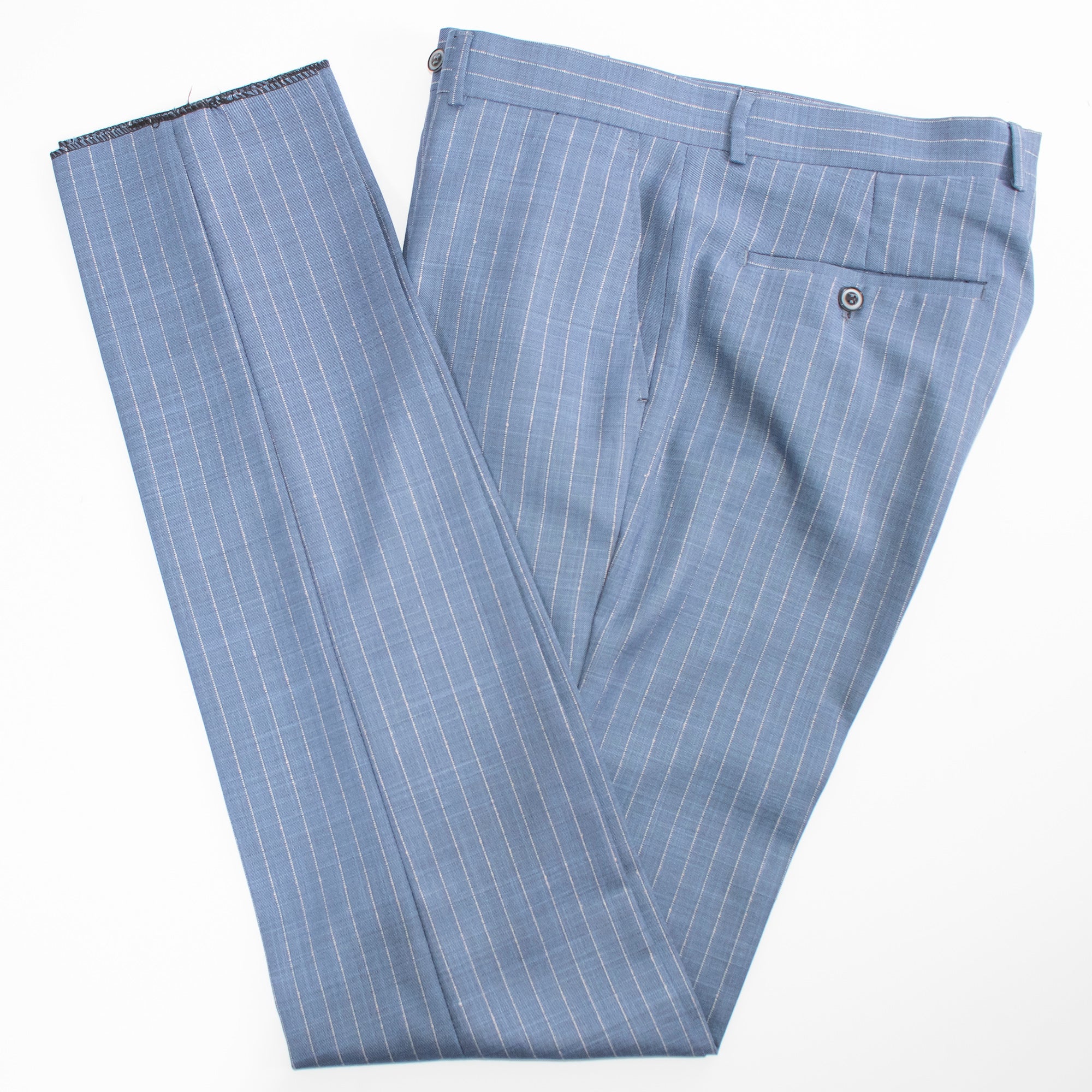 Men's Blue 2-Piece Double-Breasted 6-Button Suit With Pinstripes