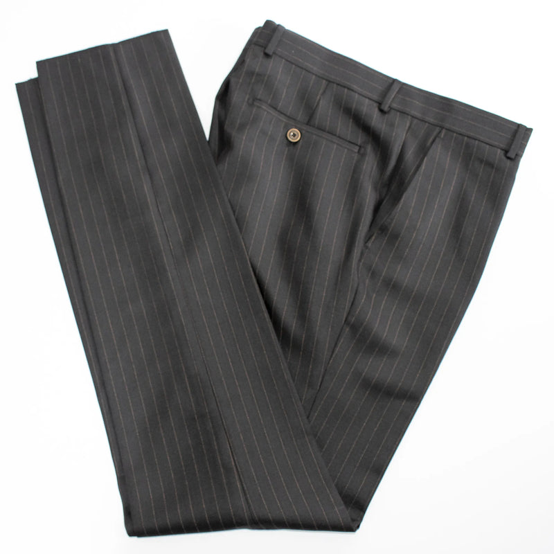 Men's Black 2-Piece Double-Breasted 6-Button Suit With Pinstripes