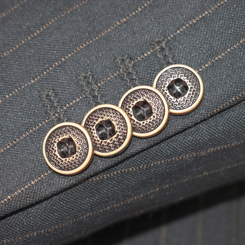 Men's Black 2-Piece Double-Breasted 6-Button Suit With Pinstripes