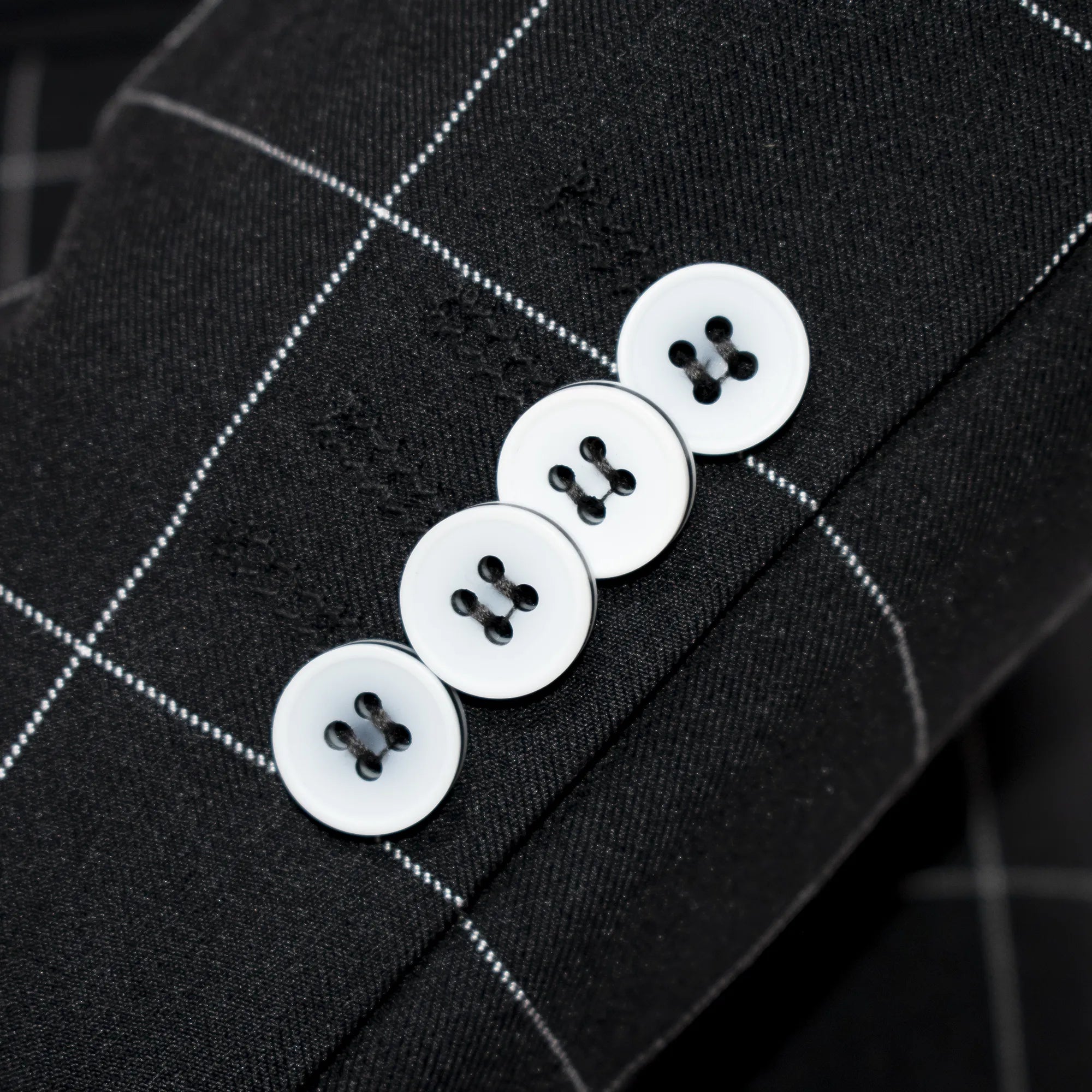 Black 2-Piece Double-Breasted Checked Tailored-Fit Suit