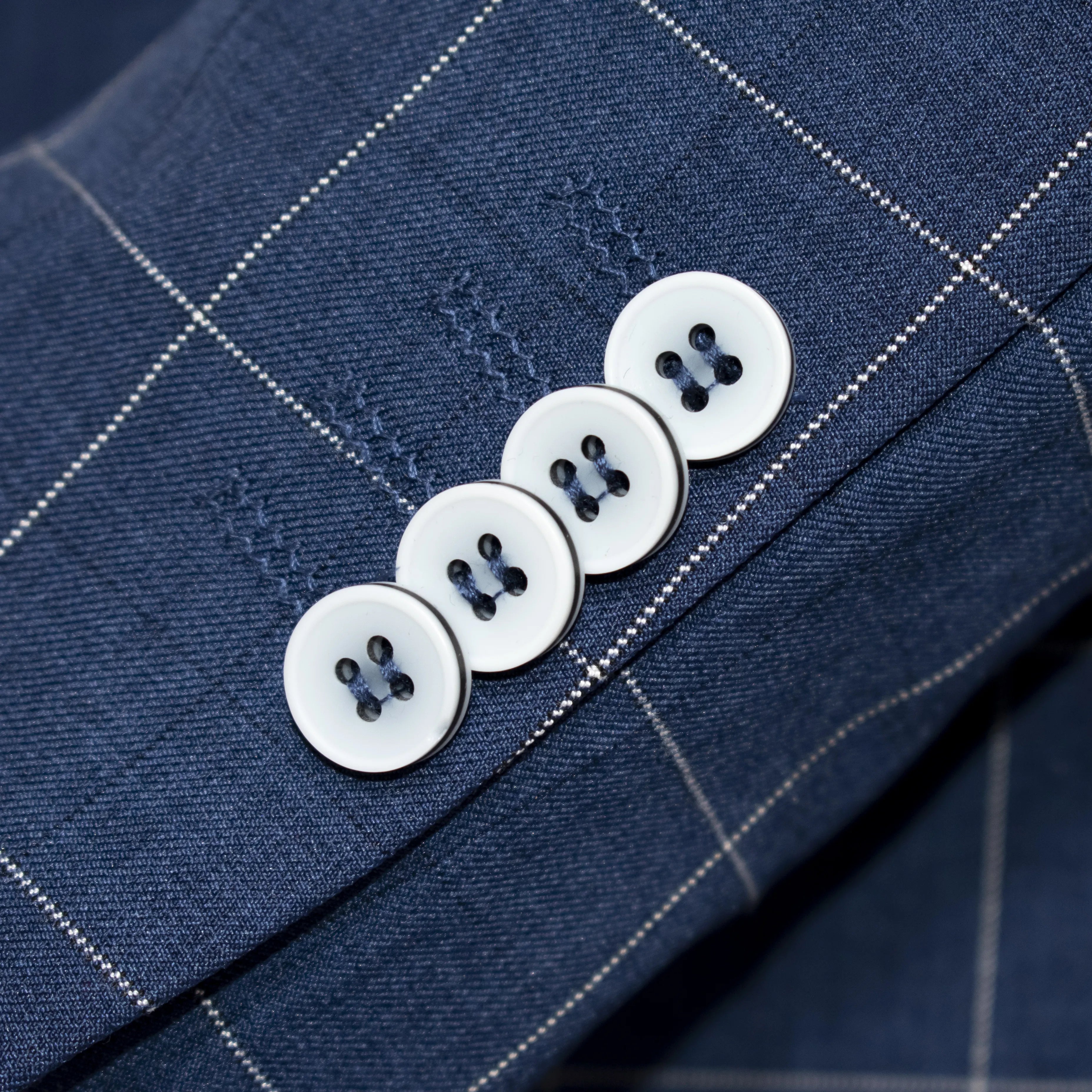 Egyptian Blue 2-Piece Double-Breasted Checked Tailored-Fit Suit
