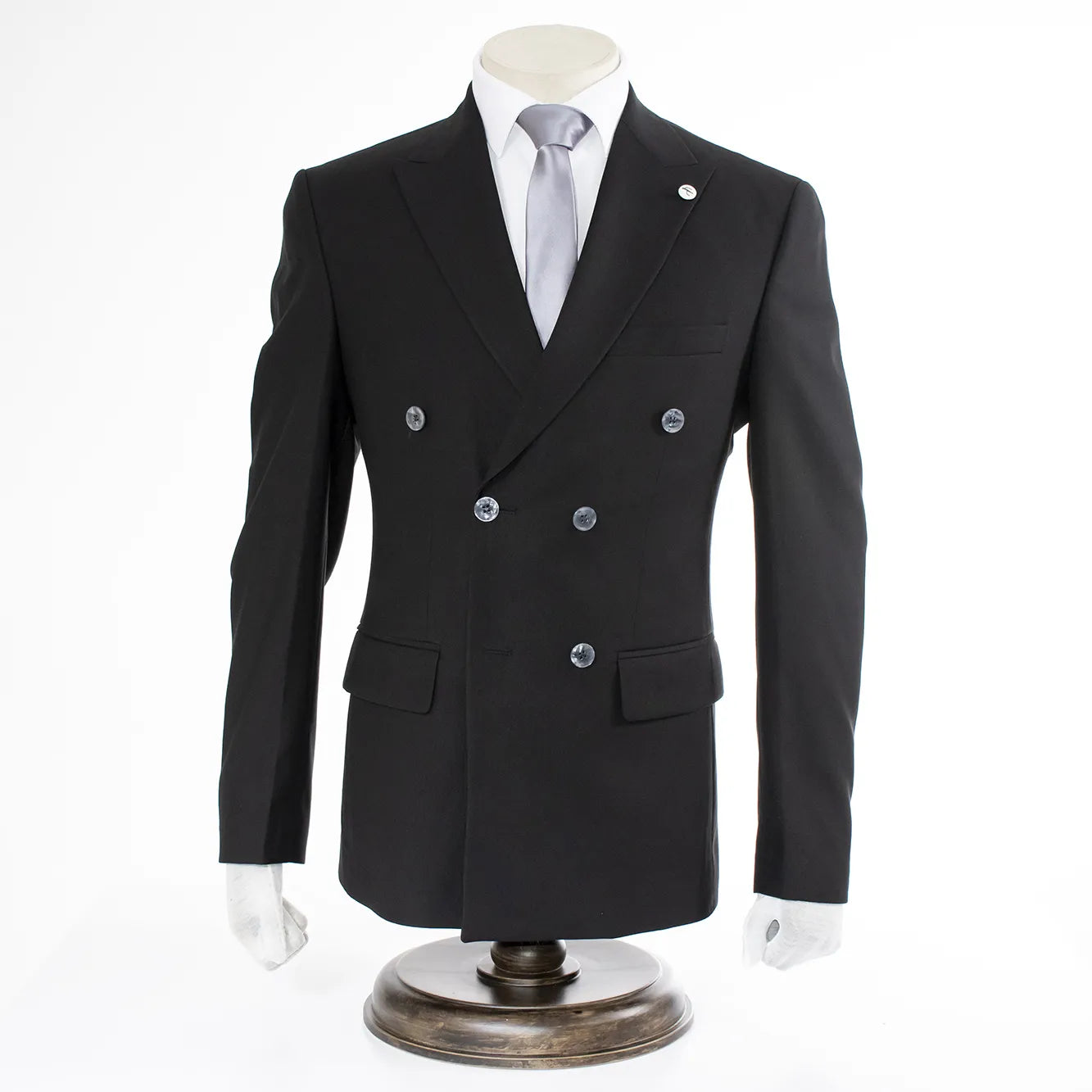 Black 2-Piece Double-Breasted Tailored-Fit Suit statement