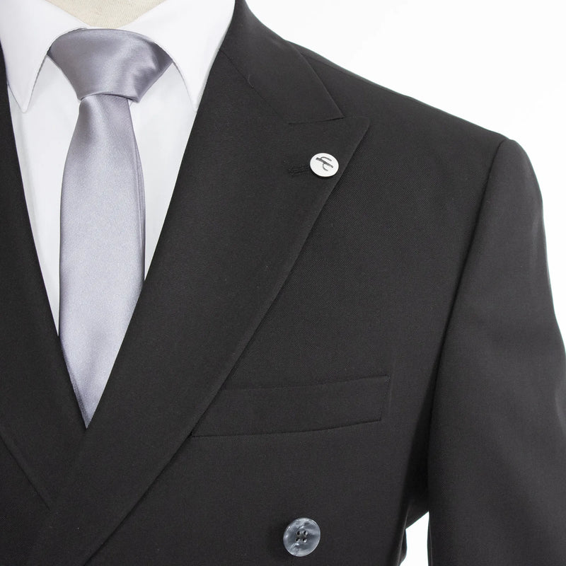 Black 2-Piece Double-Breasted Tailored-Fit Suit statement