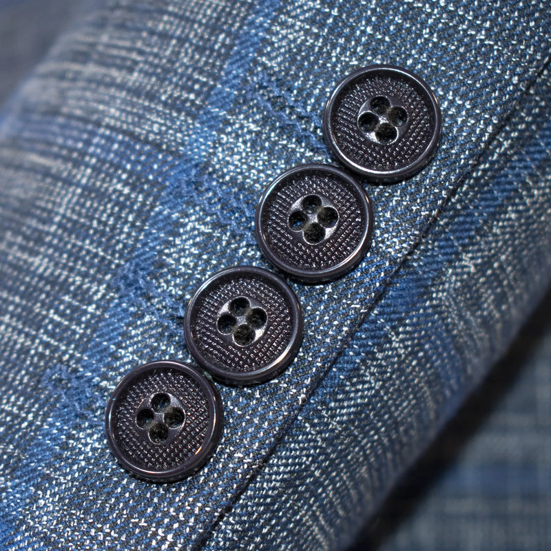 Dark Gray And Blue Plaid Slim-Fit 3-Piece Suit