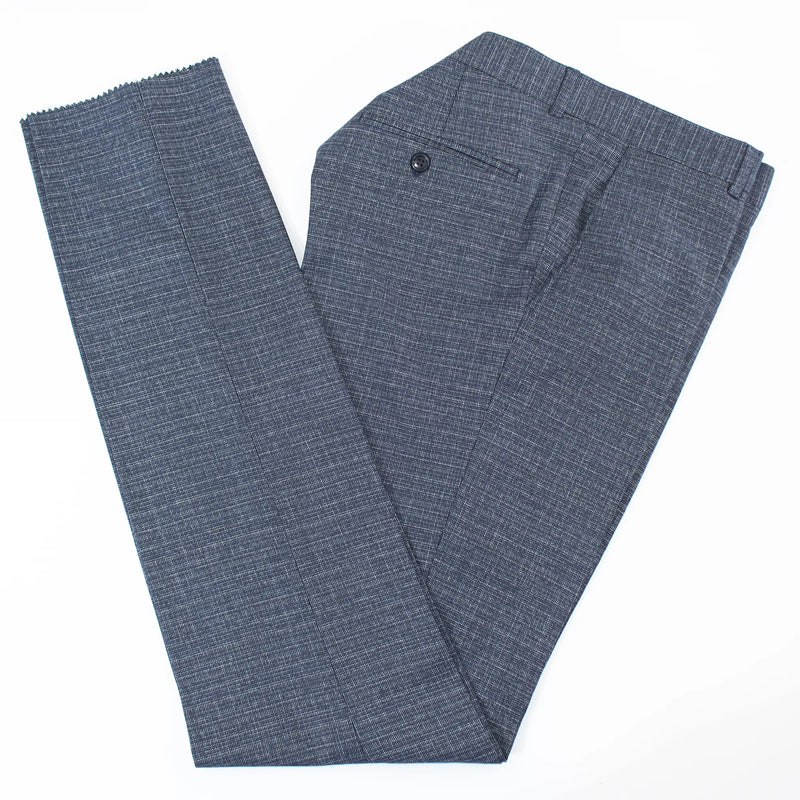 Dark Gray And Blue Plaid Slim-Fit 3-Piece Suit