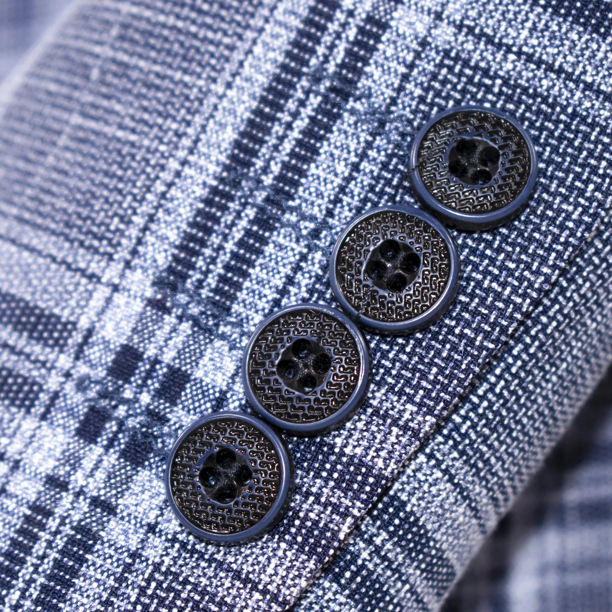 Navy And Gray Plaid Slim-Fit 3-Piece Suit