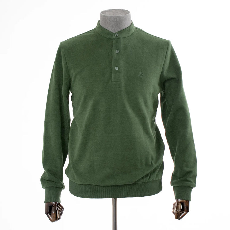 Hunter Green Quarter-Button Mockneck Sweatshirt