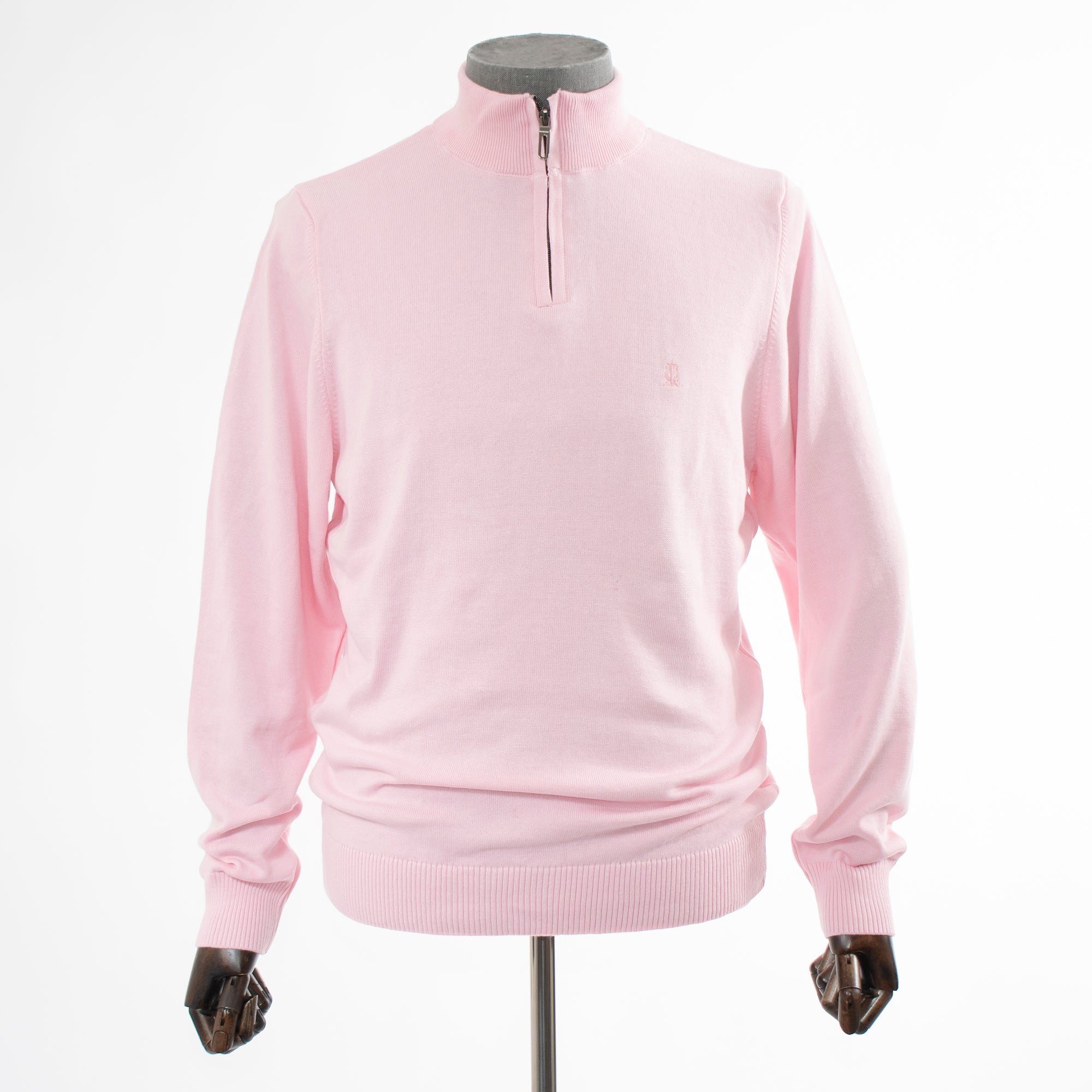 Pink Quarter-Zip Mockneck Sweatshirt