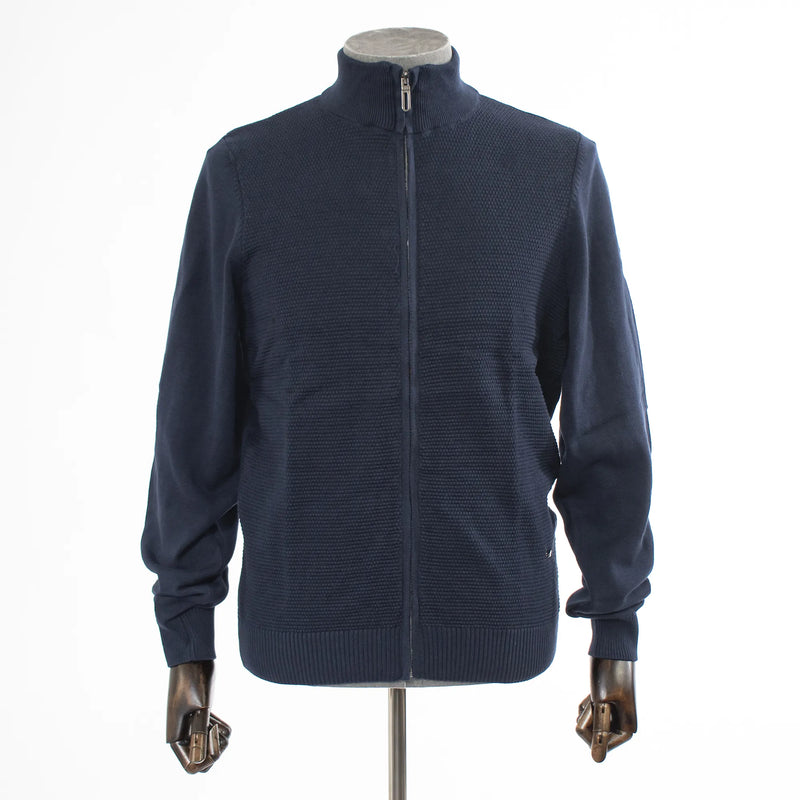 Navy Zip-Up Mockneck Waffle Sweatshirt