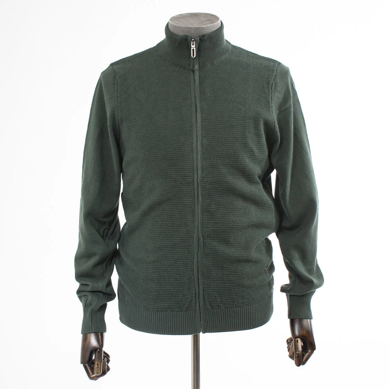 Hunter Green Zip-Up Mockneck Waffle Sweatshirt