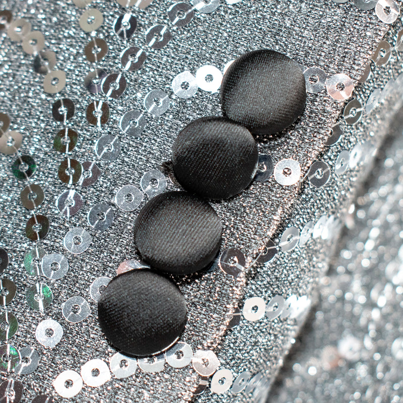 Men's Silver Glittering Sequin Slim-Fit Jacket Cuffs