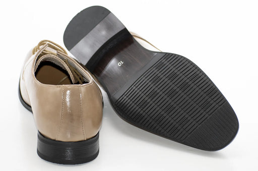 Sand Brown Leather Perforated Derby Lace-Up Dress Shoes