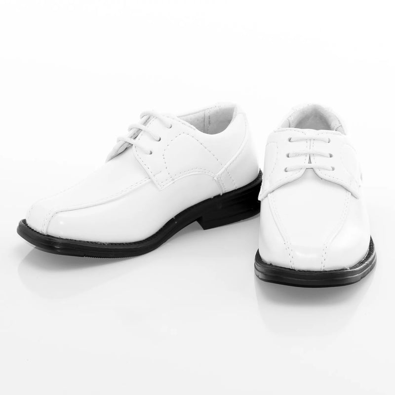 White Leather Derby Kid's Lace-Ups