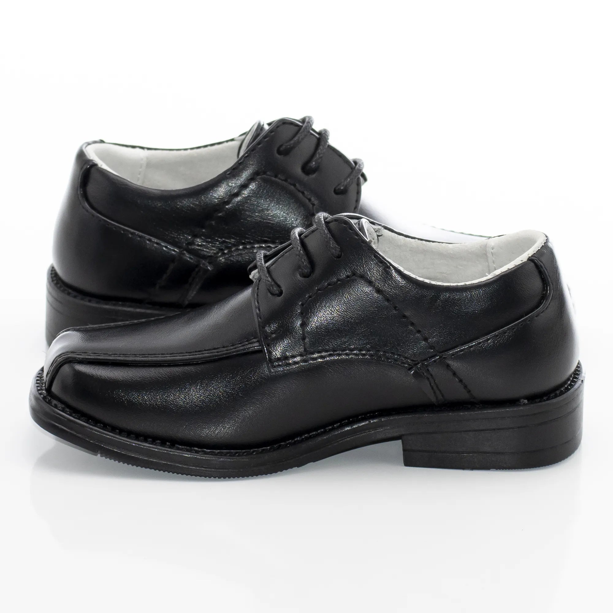 Black Leather Derby Kid's Lace-Ups