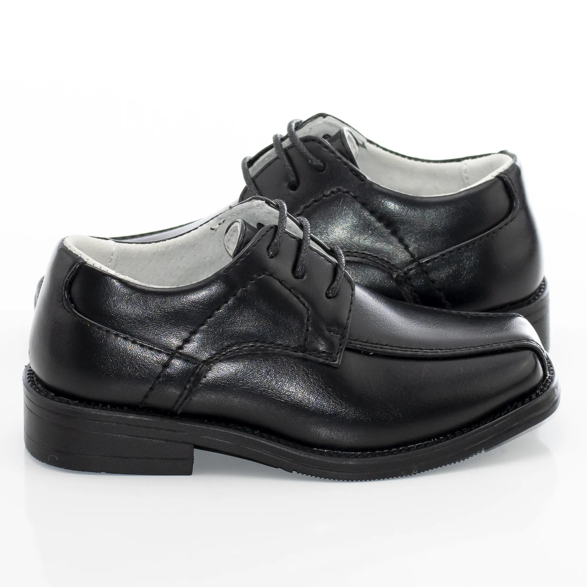 Black Leather Derby Kid's Lace-Ups