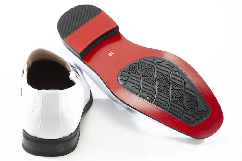 White Leather Dress Loafer with Strap