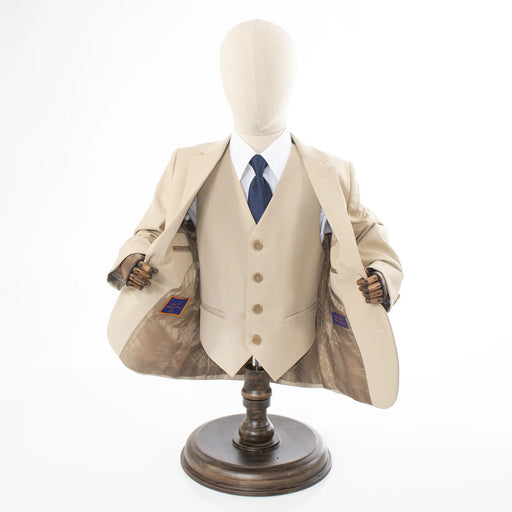 Tan 3-Piece Suit For Kids - Vest, Lining