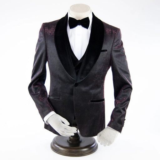 Men's Wine Purple Metallic Slim-Fit Tuxedo