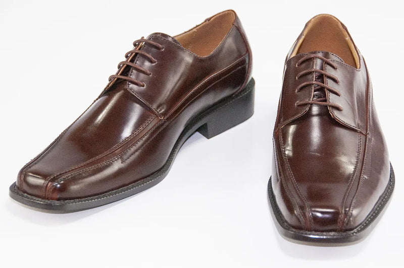 Chocolate Brown Square-Toe Derby-Lace Dress Shoe