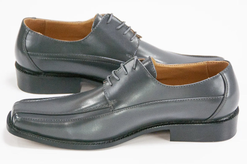 Gray Square Toe Lace-Ups