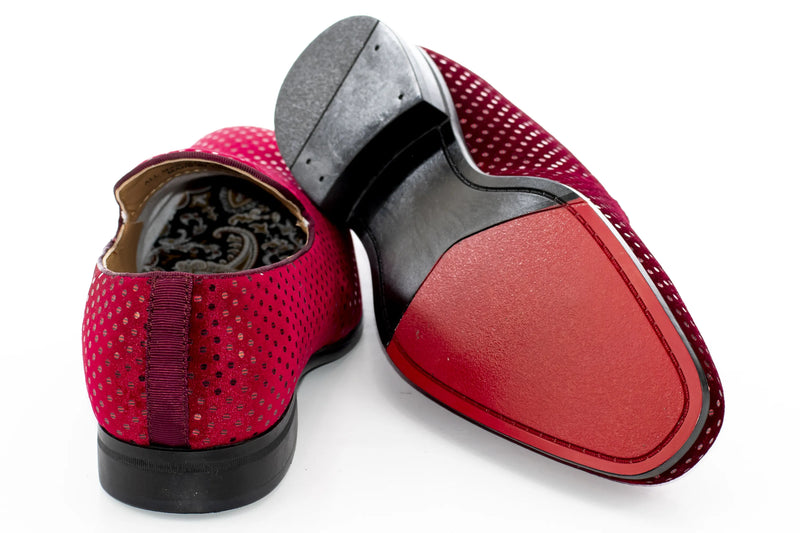 Burgundy Sequin Spotted Velvet Loafer
