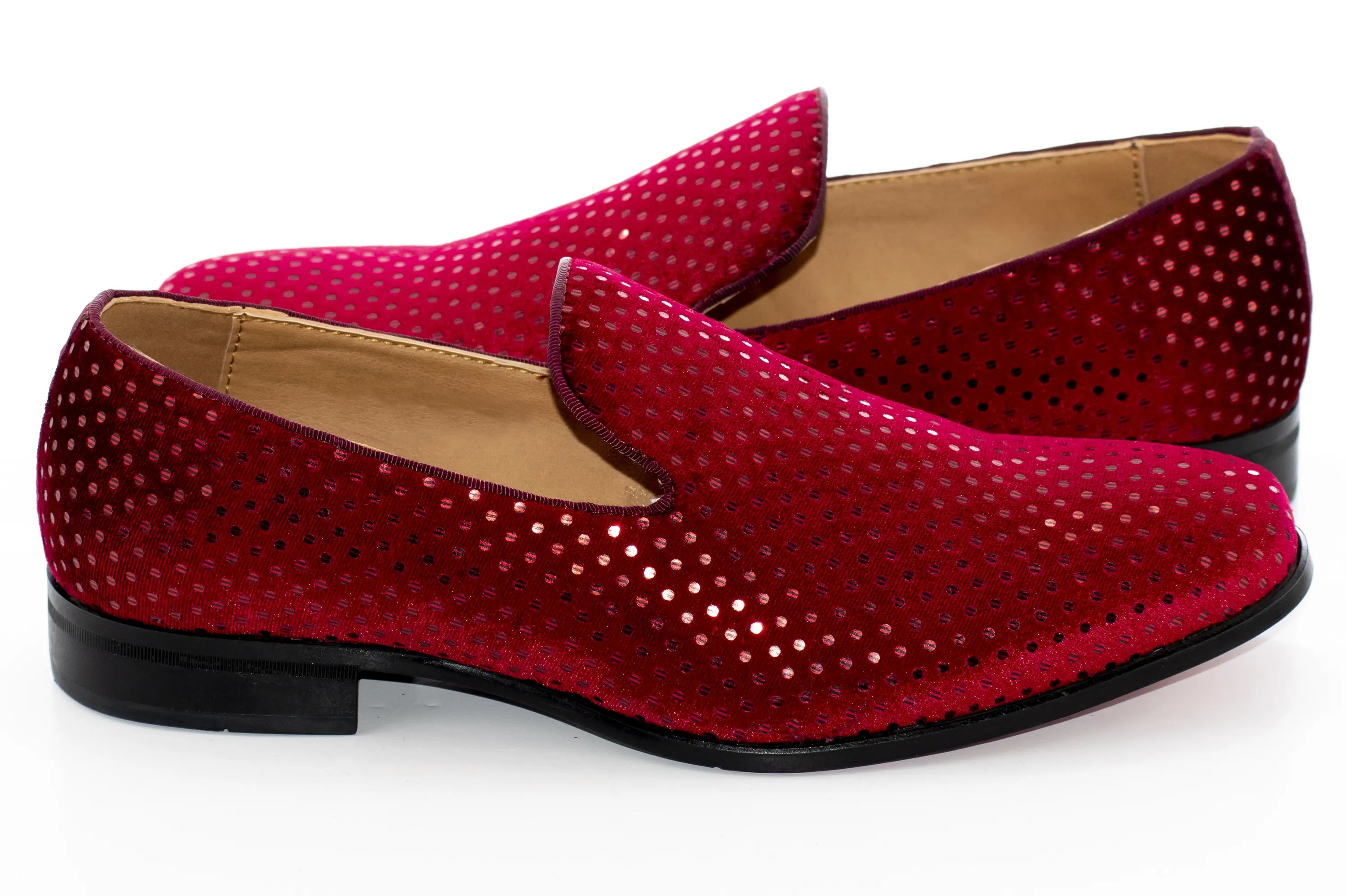 Burgundy Sequin Spotted Velvet Loafer