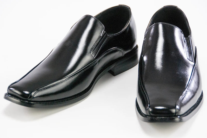 Black Leather Slip-On Dress Loafers