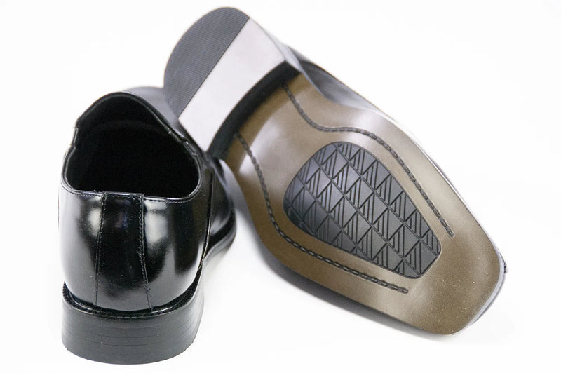 Black Leather Slip-On Dress Loafers