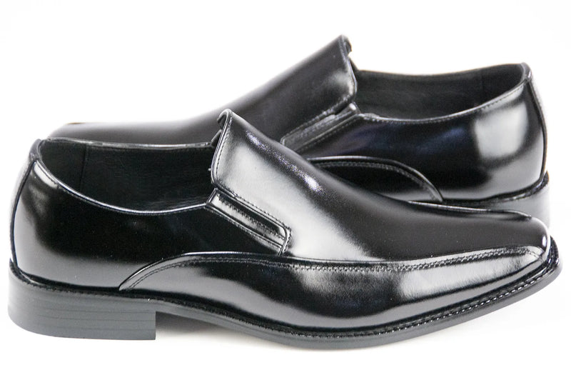Black Leather Slip-On Dress Loafers