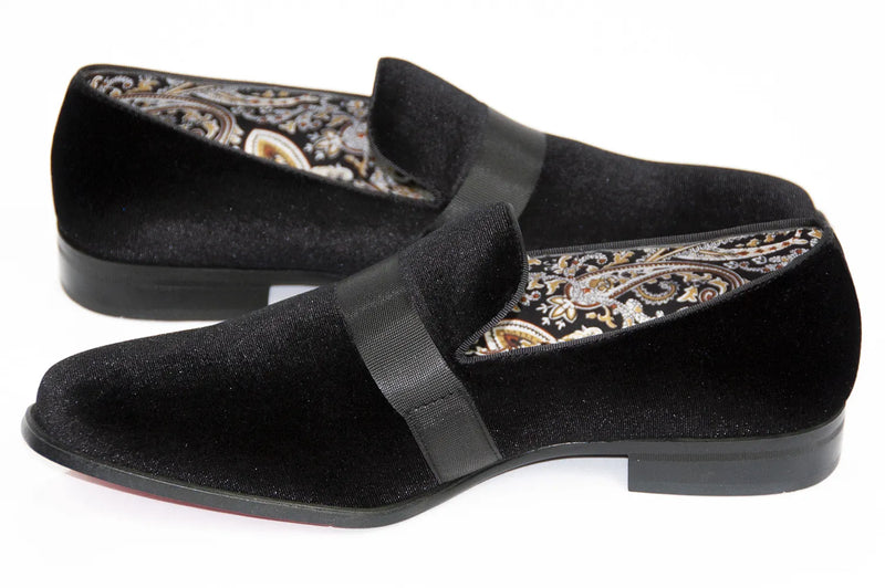 Black Velvet Smoking Loafer Side Lining