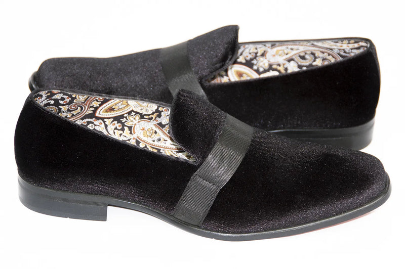 Black Velvet Smoking Loafer Side Lining