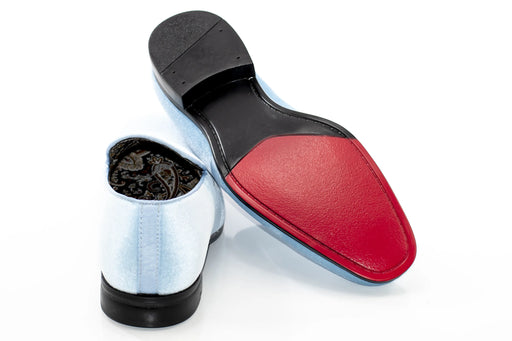 Light Blue Velvet Smoking Loafer Front Sole