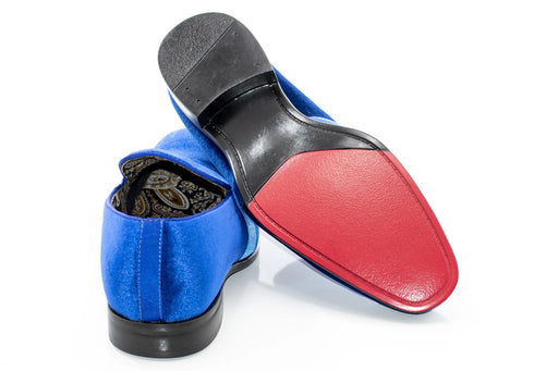 Royal Blue Velvet Smoking Loafer Front Sole