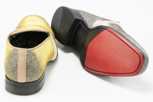 Gold Velvet Smoking Loafer Front Sole