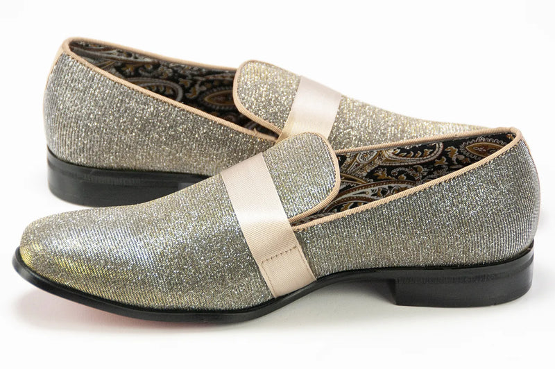 Gold Velvet Smoking Loafer Side Lining