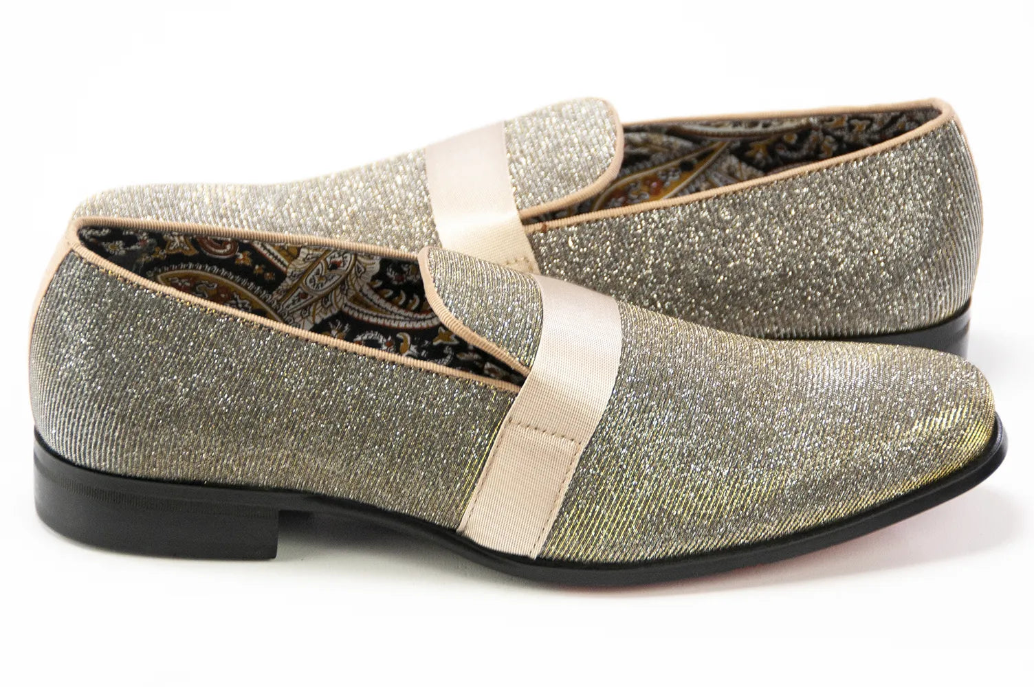 Gold Velvet Smoking Loafer Side Lining
