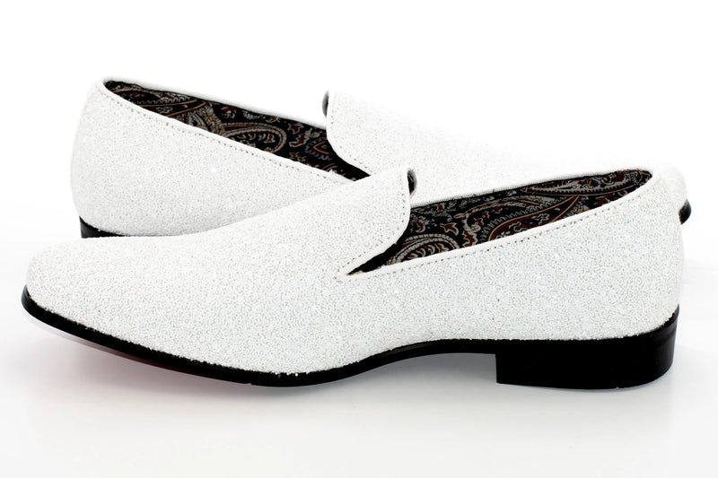Men's White Glittered Dress Shoe