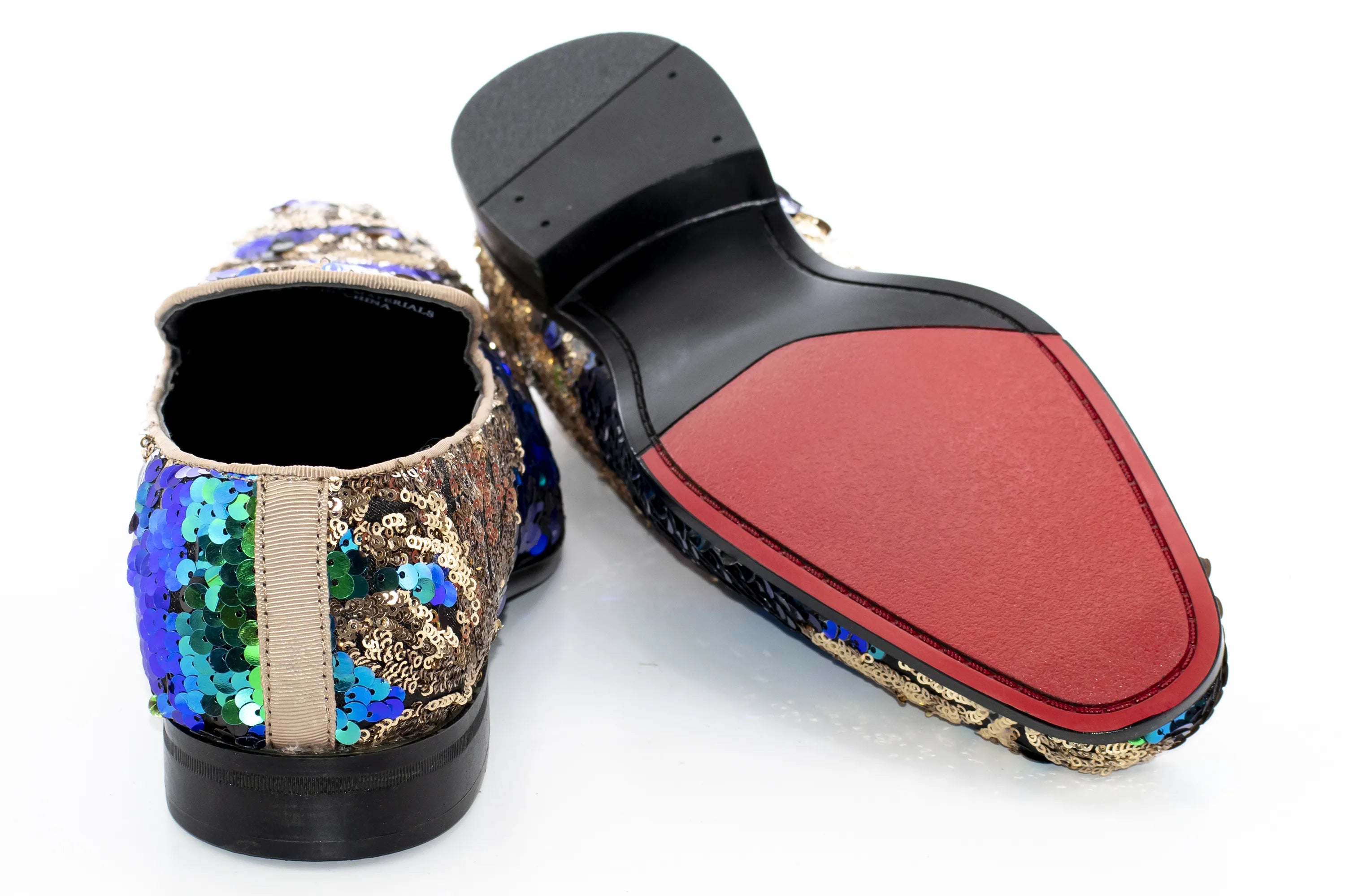 Peacock and Gold Sequined Dress Loafer