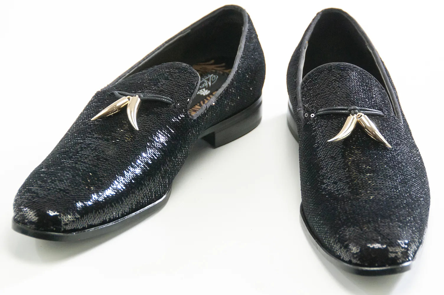 Sequined Dress Loafer with Horn Tassels