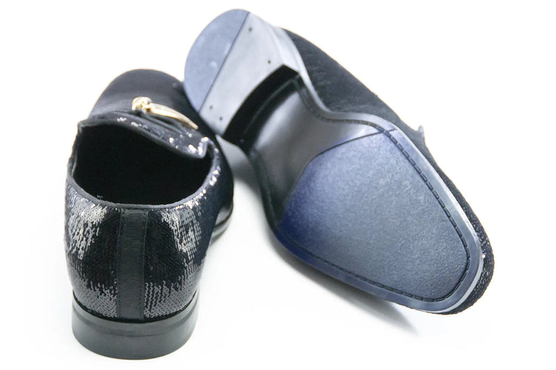 Sequined Dress Loafer with Horn Tassels