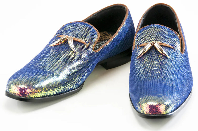Sequined Dress Loafer with Horn Tassels