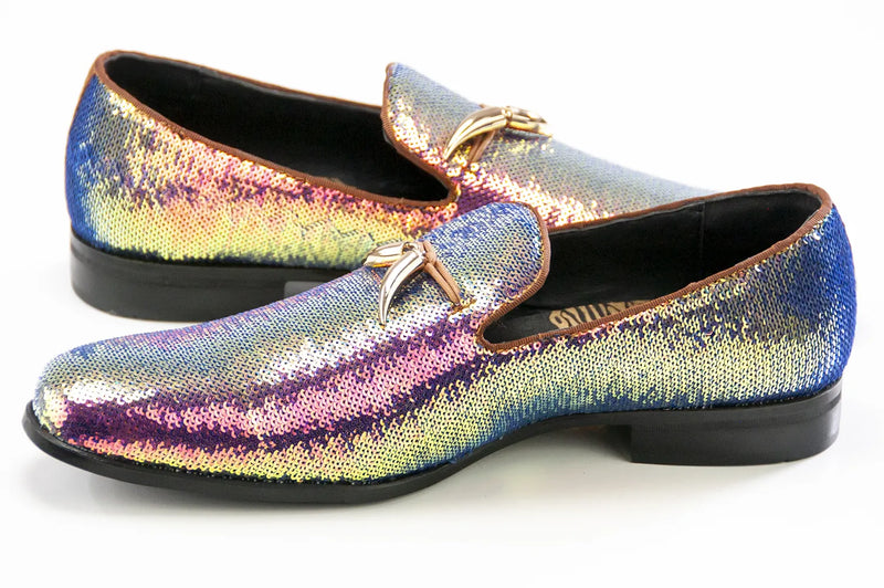 Sequined Dress Loafer with Horn Tassels