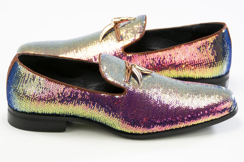 Sequined Dress Loafer with Horn Tassels