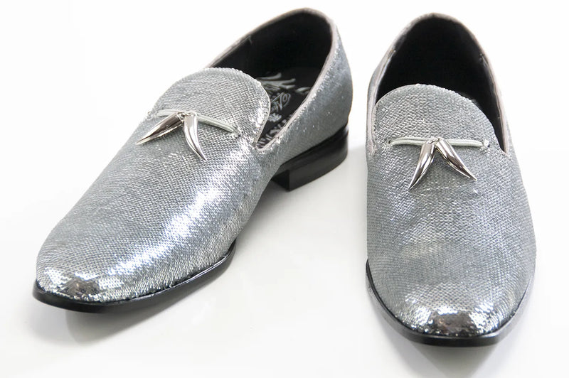 Sequined Dress Loafer with Horn Tassels