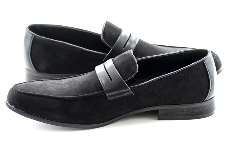 Black Suede Leather Penny Loafers