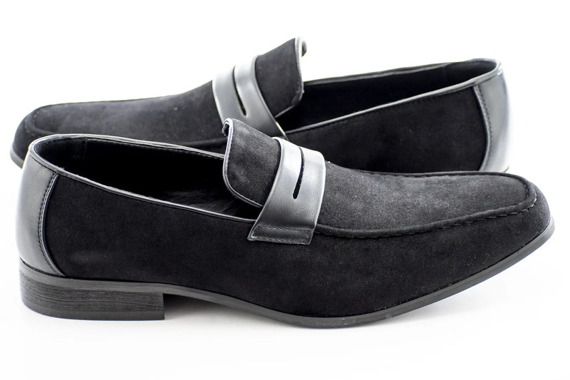 Black Suede Leather Penny Loafers