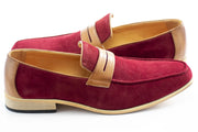 Burgundy Suede Leather Penny Loafers
